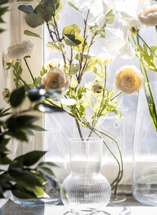 Contemporary Transparent Flower Vase – 17cm Stylish Glass Vase for Interior Decoration & Floral Display - Image 2